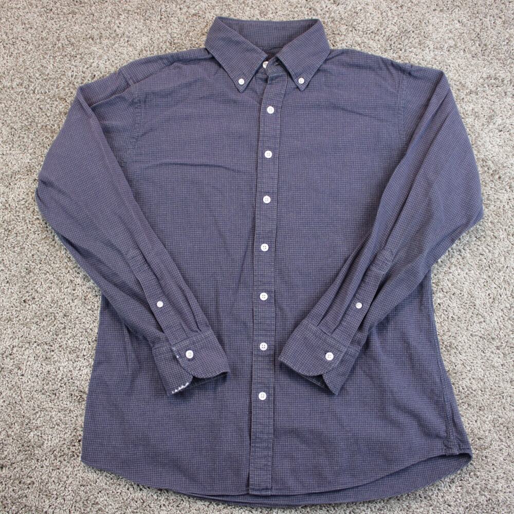 Proper Cloth Blue Houndstooth Button Down Dress Shirt Mens 17